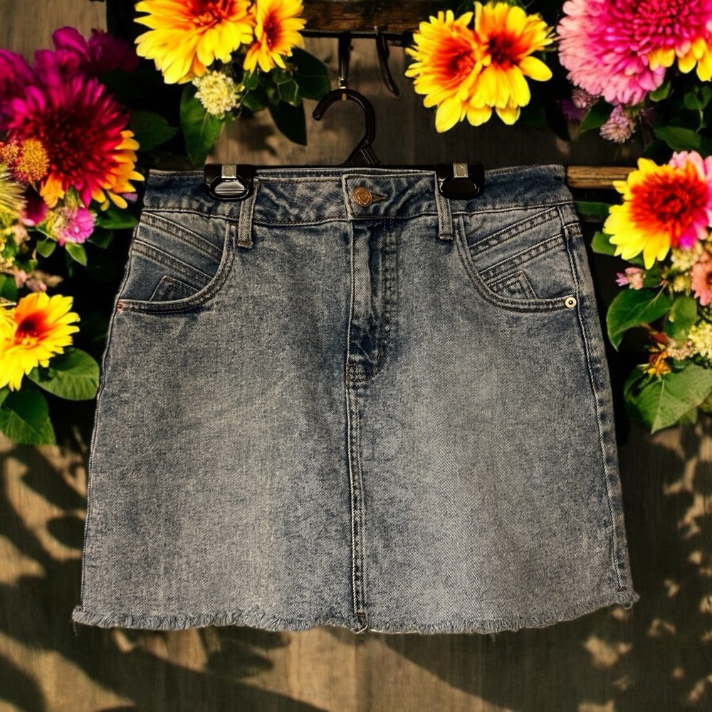 Wild Fable Acid Wash Denim Mini Skirt